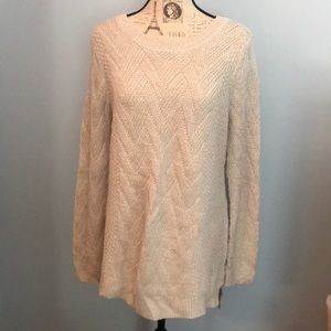 Pink Rose Oatmeal Cable Knit Sparkle Sweater XL